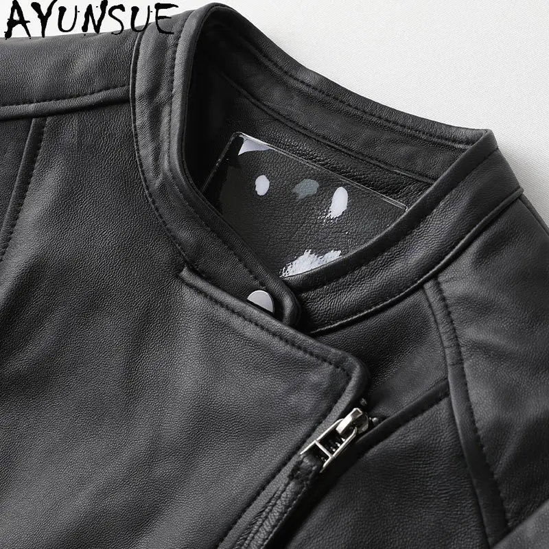 AYUNSUE Genuine Sheepskin Leather Jacket Women Spring Autumn 2021 Short Biker Jackets Women Fur Clothing Jaqueta Feminina Gxy369