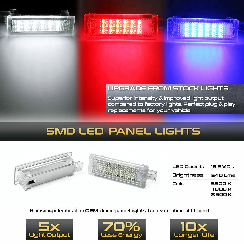 BMW용 2x LED 도어 커티시 인테리어 발판 조명, 수하물 트렁크 글러브 박스 램프, M4 F32 F33 F36 F22 F23 F45 F46 F87 M2 F82 F83 썸네일 3