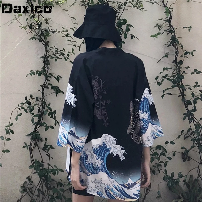 

Kimono Cardigan Japanese Print Yukata Coat Foe Women Male Obi Samurai Shirt Blouse Men National Japanese Traditional Clothing