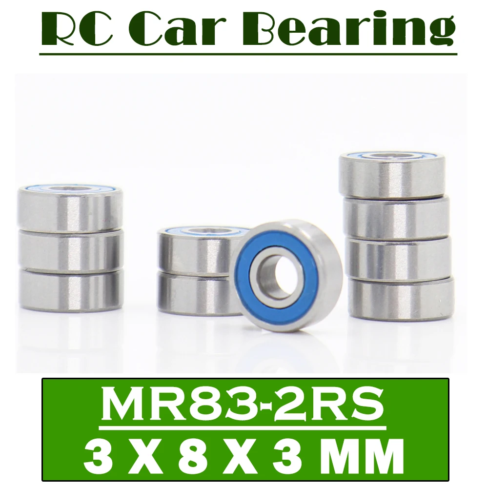 MR83RS Bearing ( 10 PCS ) 3*8*3 mm ABEC-7 Miniature Hobby Electric RC Car Truck MR83 RS 2RS Ball Bearings MR83-2RS Blue Sealed