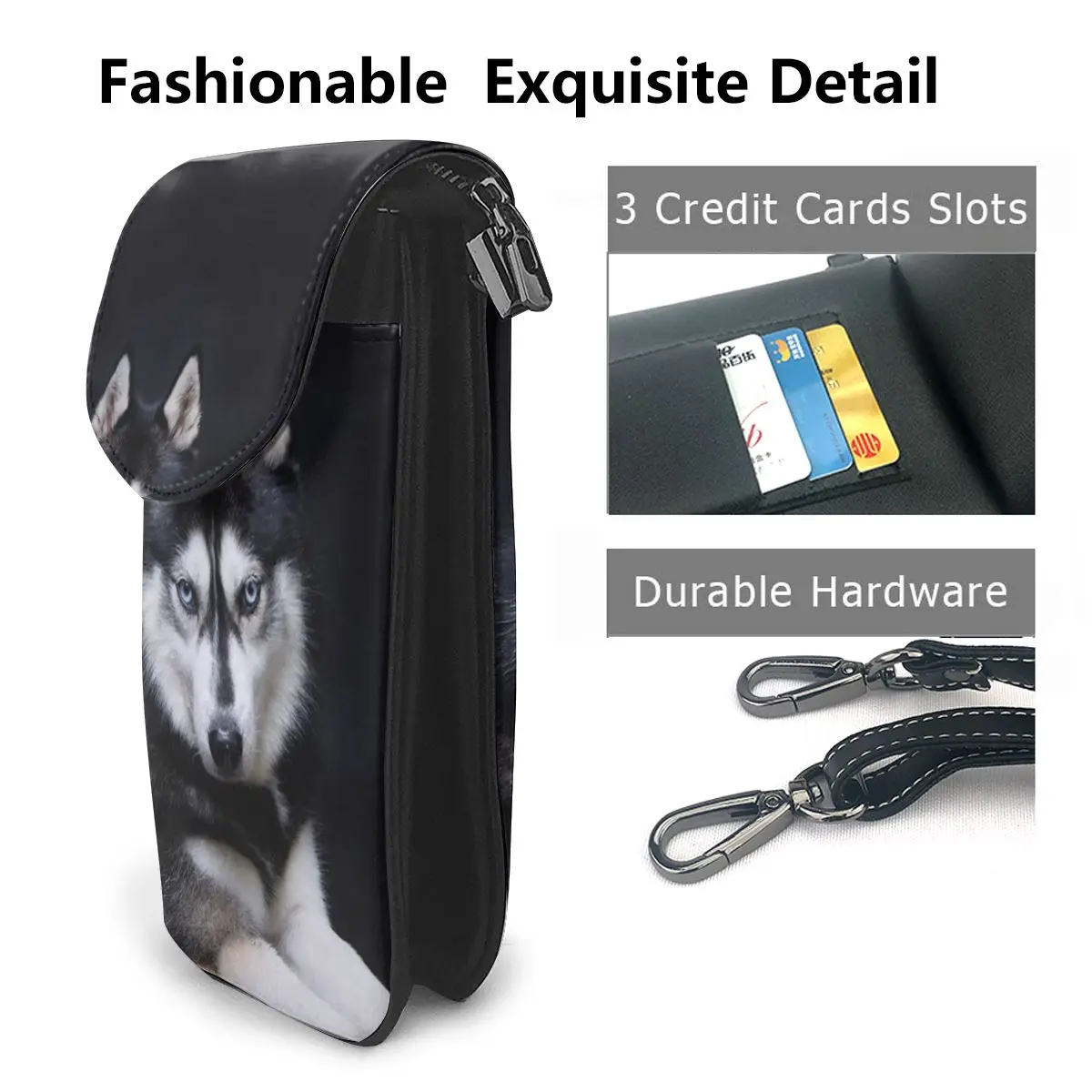 Luxury Designer Crossbody Bags Women Flap Handbags Husky Dog Printing Small Zipper Versatile Messenger Bags Women Bolsa Feminina