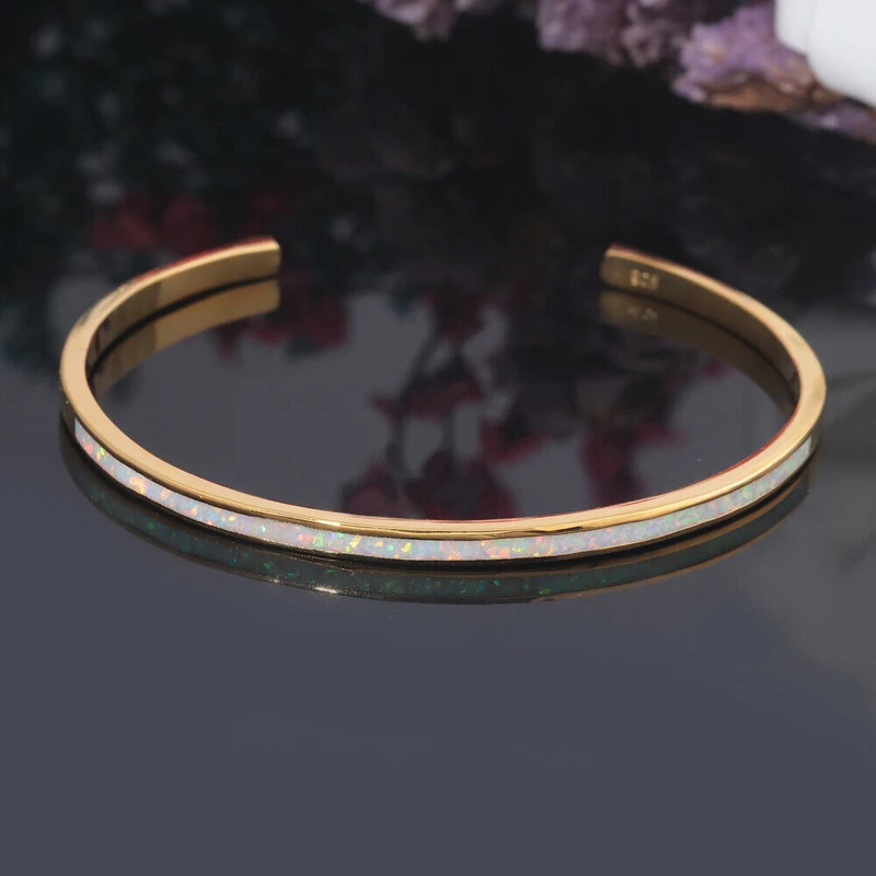 CiNily Classic Silver Plated Jewelry Bangles Pink Opal Rose Yellow Gold Color Women Jewelrys Adjustable Cuff Bangles OS694-98