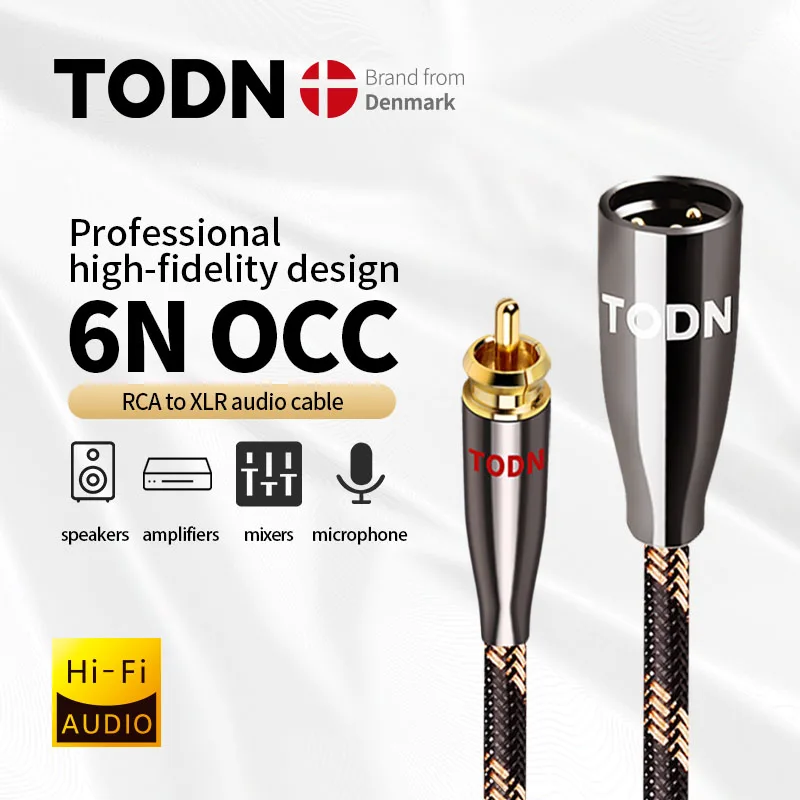 TODN Kabel HiFi audio Kabel XLR 6N OCC Audio kalble Wtyczka RCA na XLR