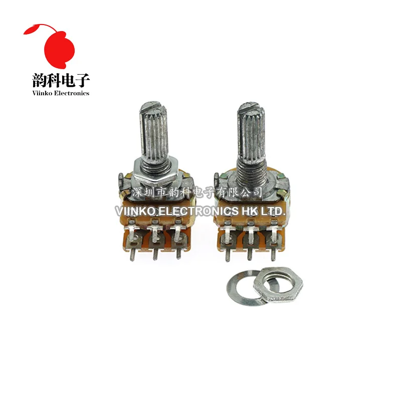 5pcs WH148 B1K B2K B5K B10K B20K B50K B100K B500K 6Pin 20mm Shaft Amplifier Dual Stereo Potentiometer 1K 2K 5K 10K 50K 100K 500K