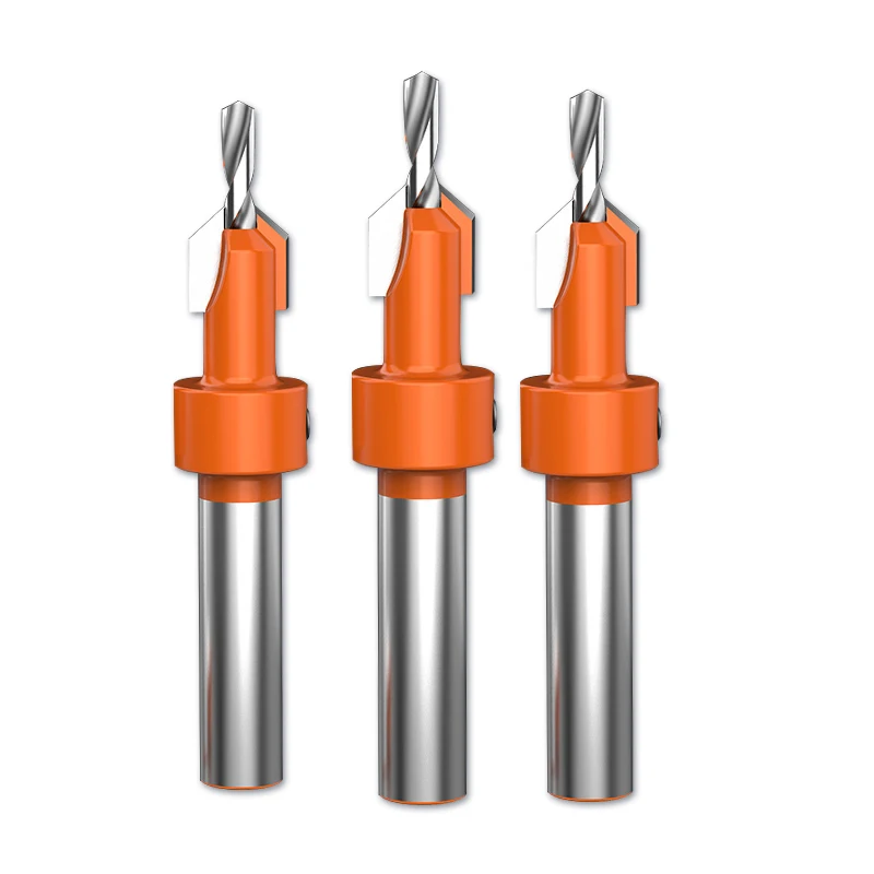 UCHEER 1set 8mm Shank HSS Woodworking Countersink Drills Bit Set Screw Salad Cutter Wood Tools  Alloy