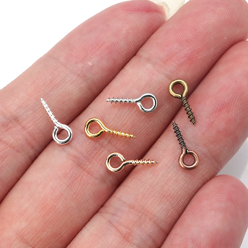 200pcs Mini Eye Pins Eye pins Hooks Eyelets Screw Threaded Metal Jewelry Pendant Clasps DIY Jewelry Making Accessories Wholesale