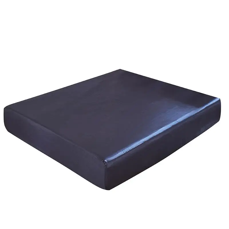 Satin Silk Fitted Bedsheet with Elastic Band Single Twin Queen King Size Black/Blue Color Cold Bed Sheet and Bed Linen