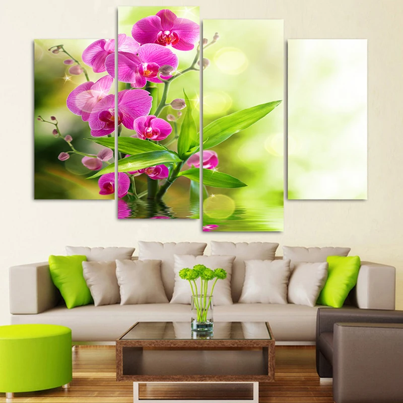 

Orchid bamboo 5D Diy Diamond Painting 4 Piece Full Square Round Drill Diamond Embroidery Mosaic Needlework Art Home decorZP-2611