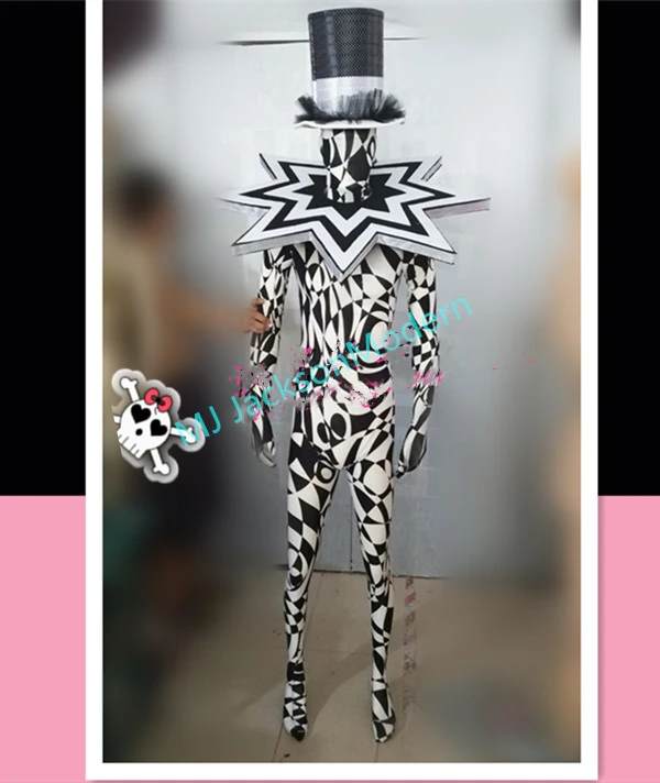 Zebra GOGO costume stage show party Bar DS geometric pattern costumes men women dance team clothes