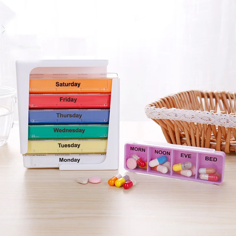 28 grid rainbow pill organizer tablet holder medicine container organizer case fashion pill box storage pill box