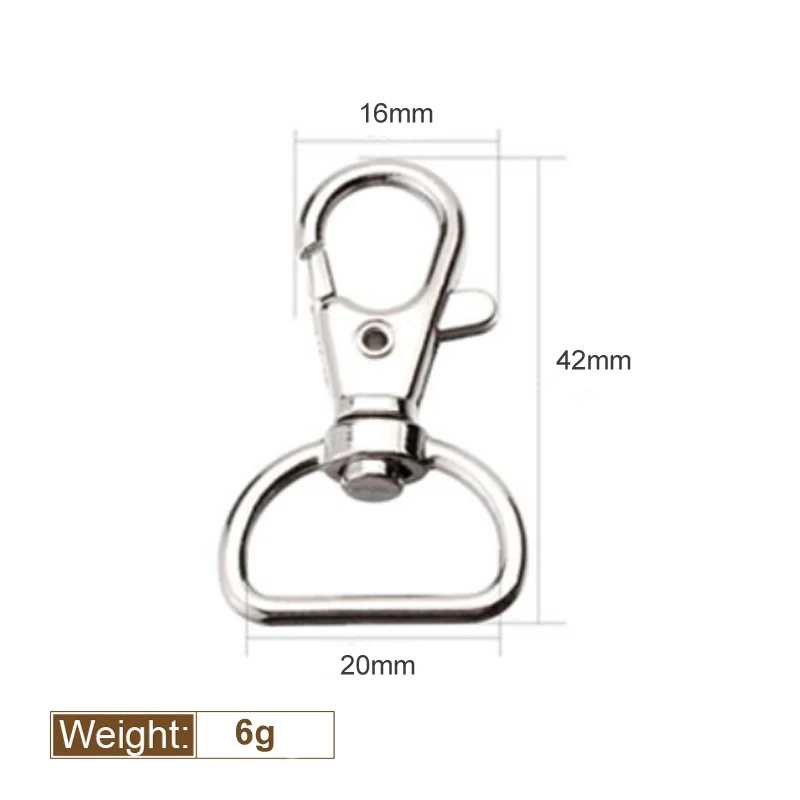 10 Pcs/pack Metal Carabiner Clip Swivel Trigger Dog Buckle KeyRing KeyHooks retaining ring DIY Craft Lobster Clasp 6 Sizes