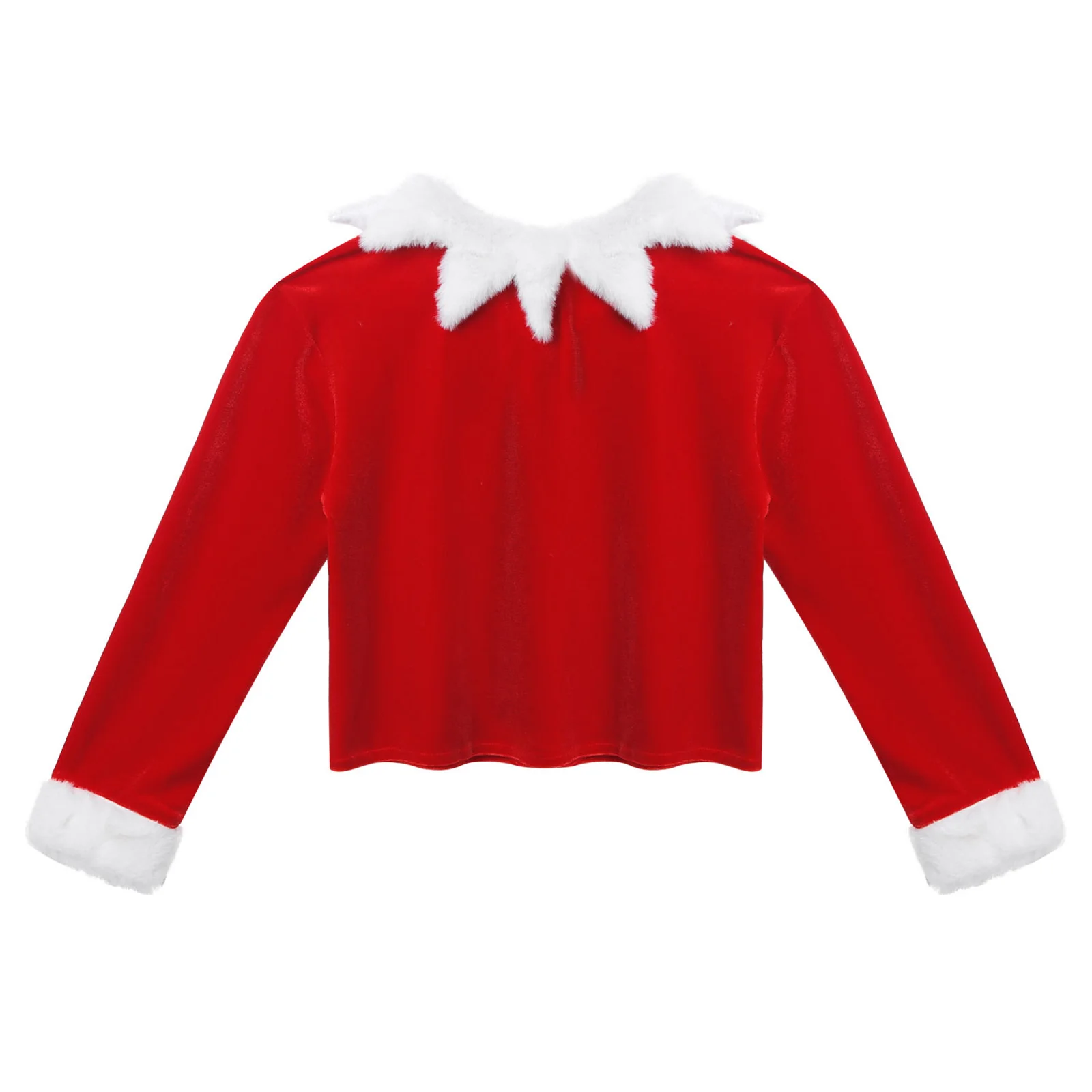 Kids Baby Girl Santa Claus Clothes Velvet Christmas Cosplay Costume Thicken Outwear Long Sleeves Hidden Front Zipper Party Coat