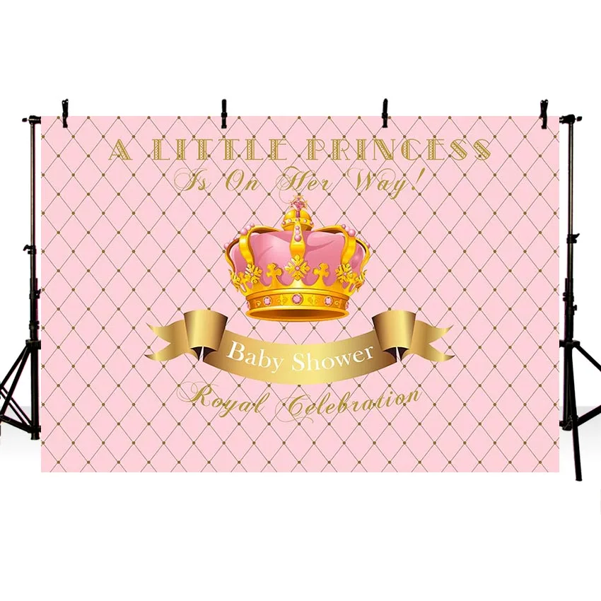 Avezano Backdrops Baby Shower Little Princess Royal Celebration Crown Pink Photography Backgrounds Photo Studio Photozone Decor