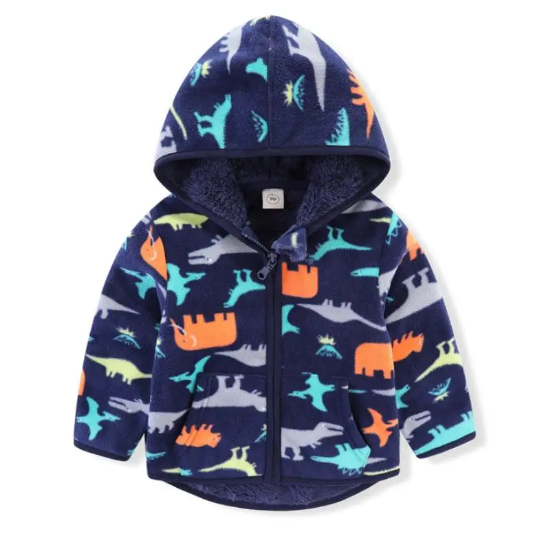 2023 New spring autumn Fleece Full Sleeve Jacket Boys girls Cartoon Casual Polar Fleese Hood Coat Kids Cardigan Sweatshirt 2-6Y