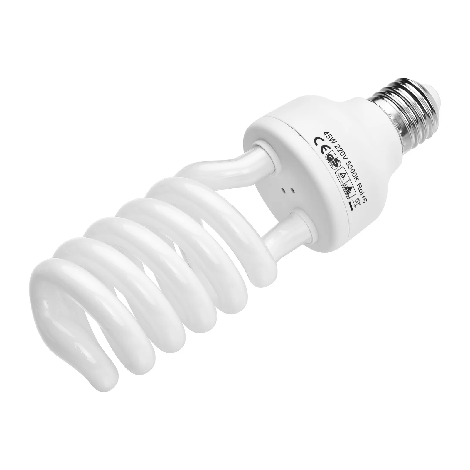 Spiral Fluorescent Light Bulb 45W 5500K Daylight E27 Socket Energy Saving for Studio Photography Video Lighting 220V