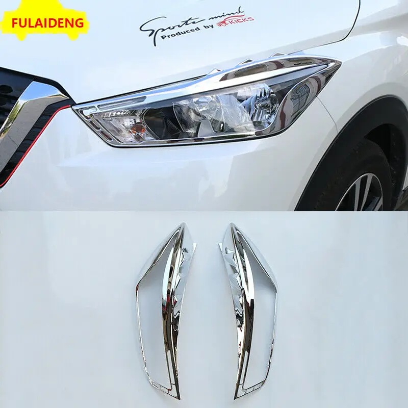 For Nissan Kicks 2017-2018 ABS Chrome Head Light Lamp Cover Trim Decorative Car Accessories