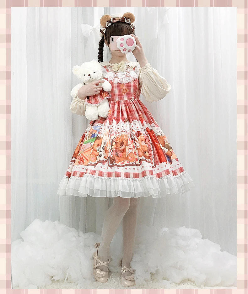 Robe à bretelles vintage lolita cos loli pour fille, tenue de princesse victorienne, taille haute, imprimée avec nœud papillon, style gothique, mignon, kawaii