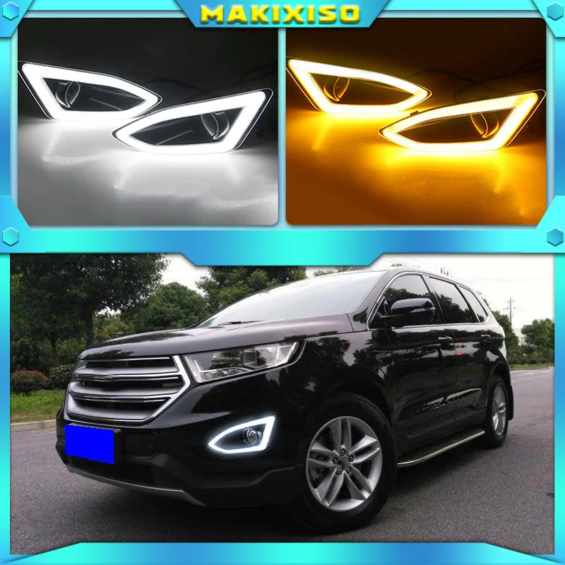 

LED Daytime Running Light For Ford EDGE 2015 2016 2017 2018 Waterproof ABS 12V Car DRL Fog Lamp Decoration with dimmer function