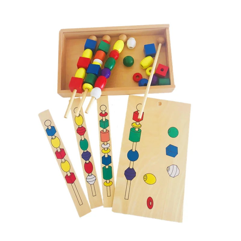 Giocattoli da infilare Attività di perline Montessori per bambini Coordinazione occhio-mano Pratica di abilità motorie fini Gioco di abbinamento delle forme dei colori