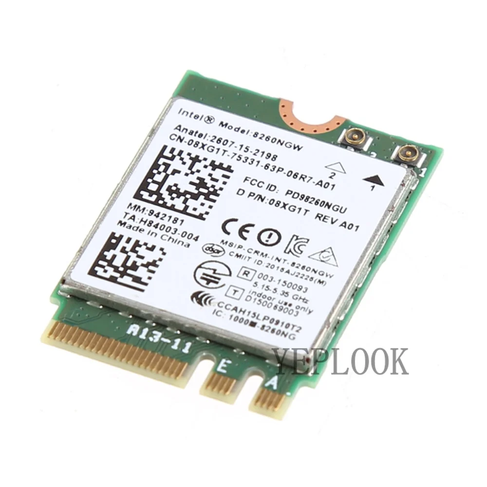 WIFI Card AC8260 8260NGW 8260AC Wireless AC 8260 867Mbps Bluetooth 4.2 Dual Band 2.4+5GHz NGFF M.2 802.11ac for Dell laptops