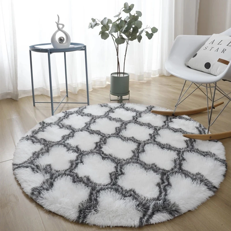 Nordic plush round carpet study living room coffee table bedside rug thick soft skin-friendly non-odor child crawling carpet