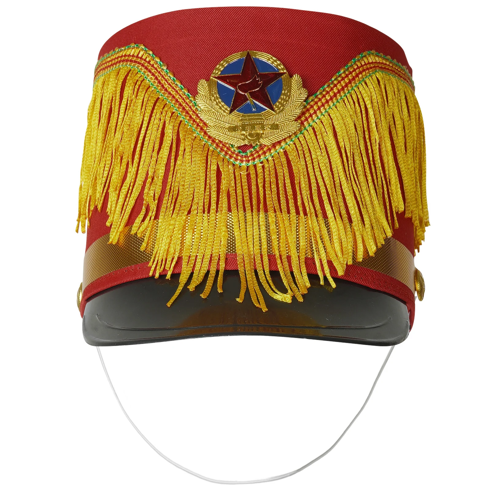 

Halloween Drum Band Top Hat Boys Girls Theme Party Cosplay Cap Royal Tassels Soldier Hat School Stage Performance Accessories