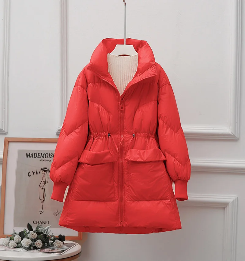 2020 New Winter jacket Women 90% White Duck Down Parkas Women Stand Collar Loose Long Down Coat Thick Warm Parka Outwear