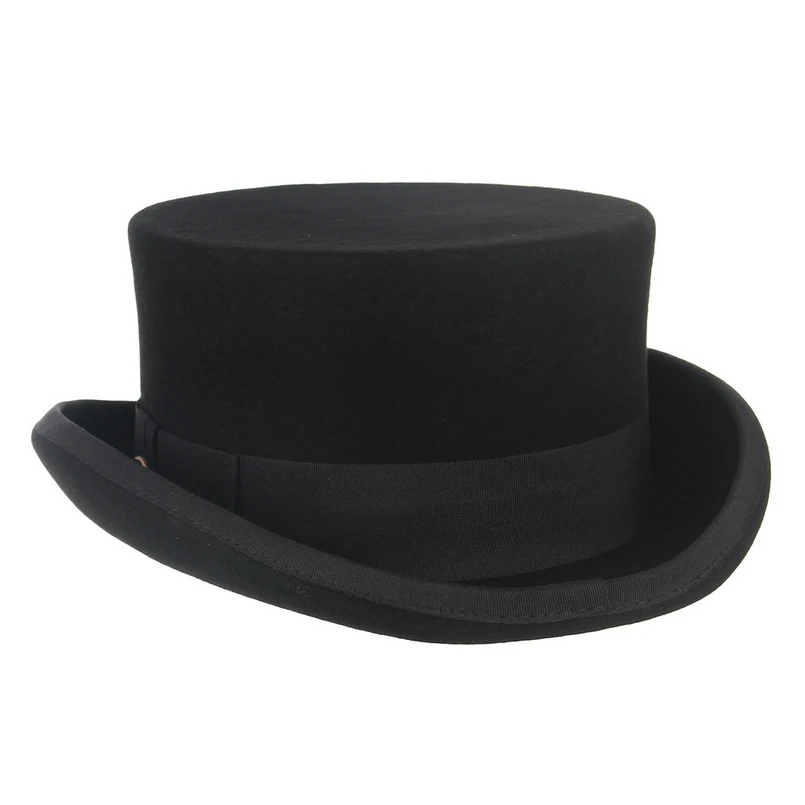 GEMVIE 11cm 100% Wool Felt Top Hat For Men/Women New Cylinder Hat Topper Mad Hatter Party Costume Fedora Derby Magician Hat