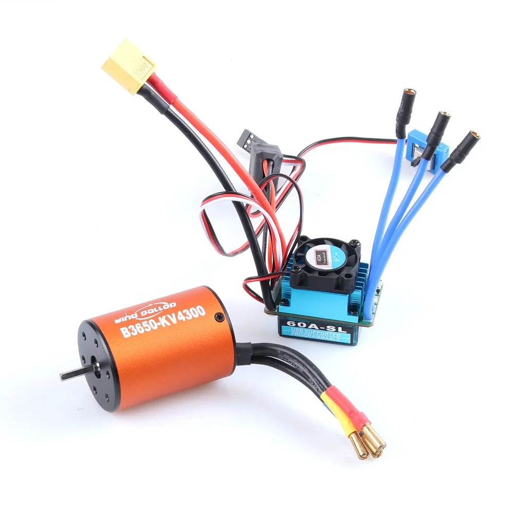 60A ESC No Sense Brushless Motor Electric Speed Controller and B3650 3900KV 4300KV 5200KV Motor For 1:10 RC Car