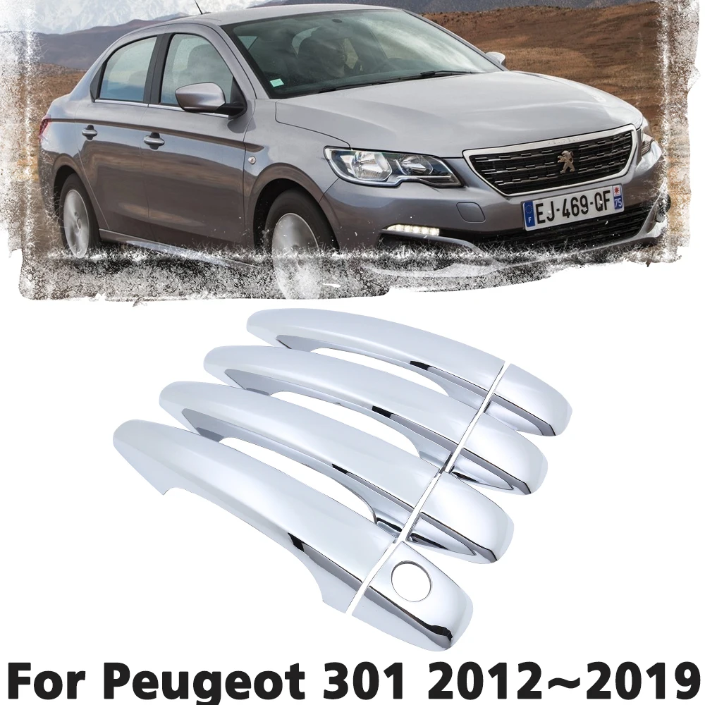 

Luxury chrome door handle cover trim protection cover For Peugeot 301 2012~2019 Car accessory sticker 2013 2014 2015 2016 2017