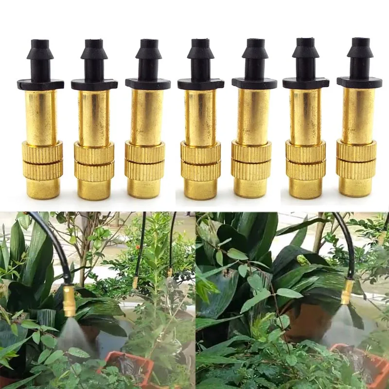 5/10pcs  4/7 tube copper Spray Nozzle fogger Watering Irrigation Misting cooling Brass Sprayer Sprinkler for gardening system