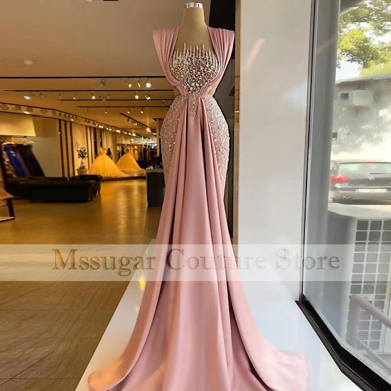 

2021 Sparkly Mermaid Evening Dress Beading Pleat Informal Party Dress Custom Made Vestidos De Novia