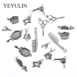 20pcs/lot Vintage Metal Charms Retro Mirror Hairdryer Scissors Comb Pendant For Jewelry Making DIY Handmade Jewelry Accessories