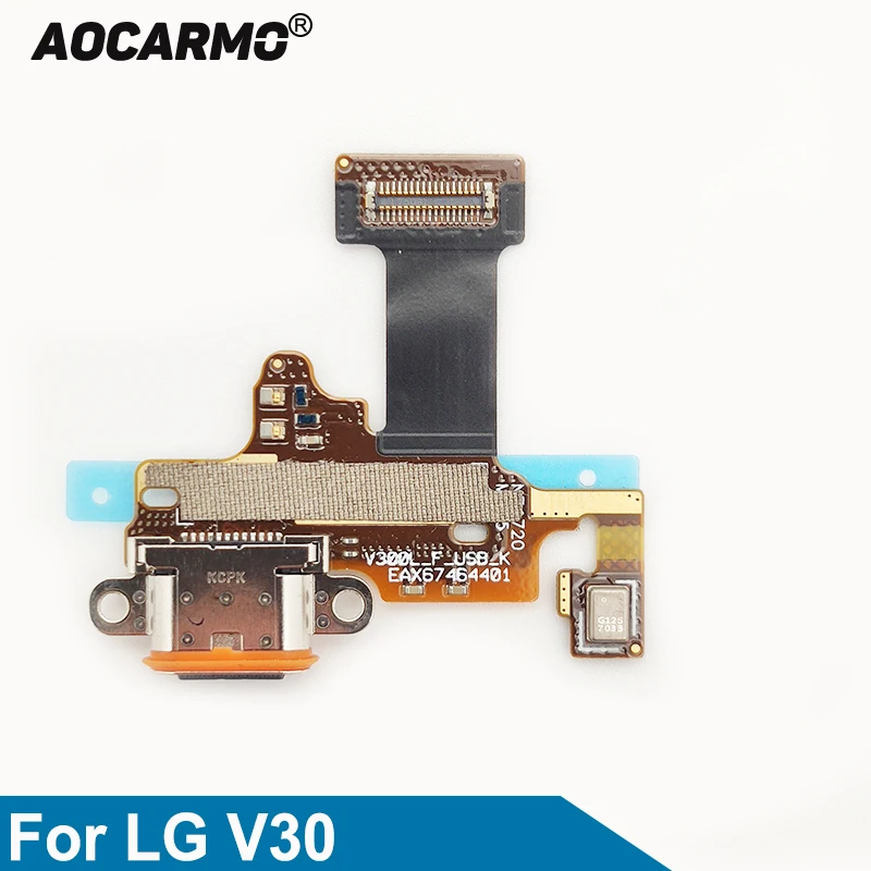 Aocarmo For LG V30 /V30+ Plus USB Charging Port Charger Dock Connector Mic Microphone Flex Cable Circuit Board Replacement Parts