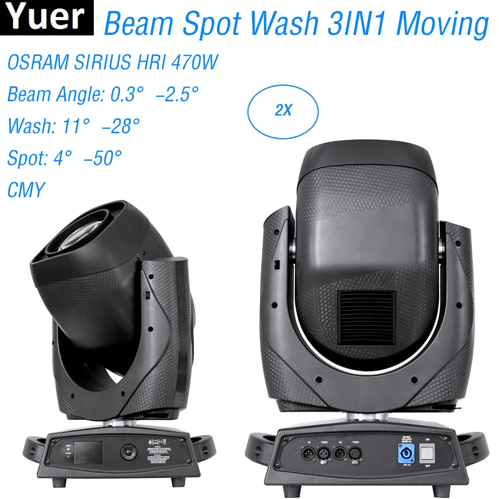 2Pcs/Lot 470W Beam Spot Wash 3IN1 Moving Head Light DMX512 Control Sound Party Club Lights DJ Disco Moving Head Stage Lighting