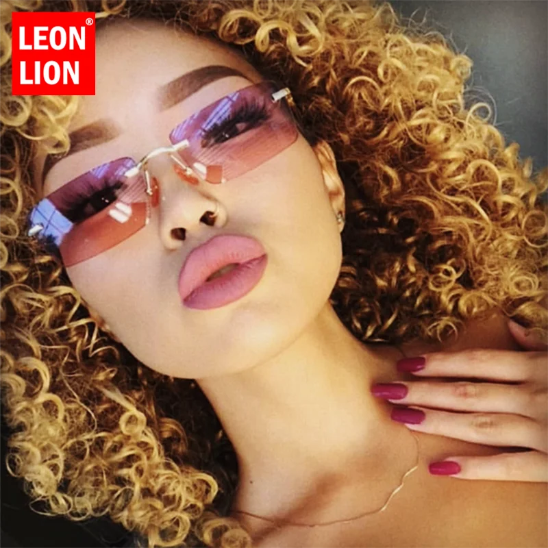 

LeonLion Small Square Sunglasses Women 2023 Retro Sunglasses Women Luxury Brand Sunglasses Women Rimless Oculos De Sol Feminino