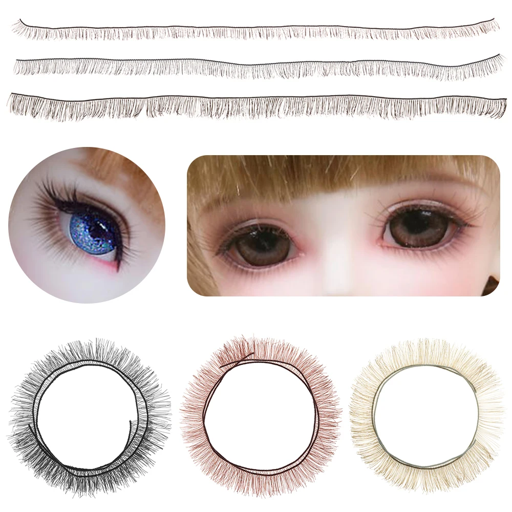 Bonecas de cílios postiços para crianças, boneca Eye Lash, brinquedo tawny preto e marrom, acessórios infantis, decoração DIY, 3 cores, 20cm, 5 peças