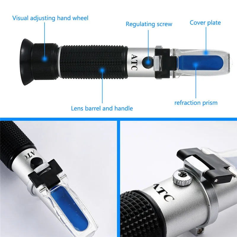 0-40% Brix 0-25% Alcohol Grapes Wine Refractometer ATC Handheld Concentration Meter Fruit Sugar Content Tester Measurement