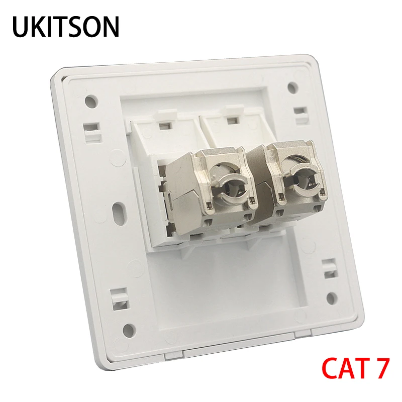 2 Ports CAT7 CAT6A RJ45 Wall Faceplate With Zinc Alloy CAT.7 CAT.6A Keystone Jack Socket For 10G Network Computer Insert Cover