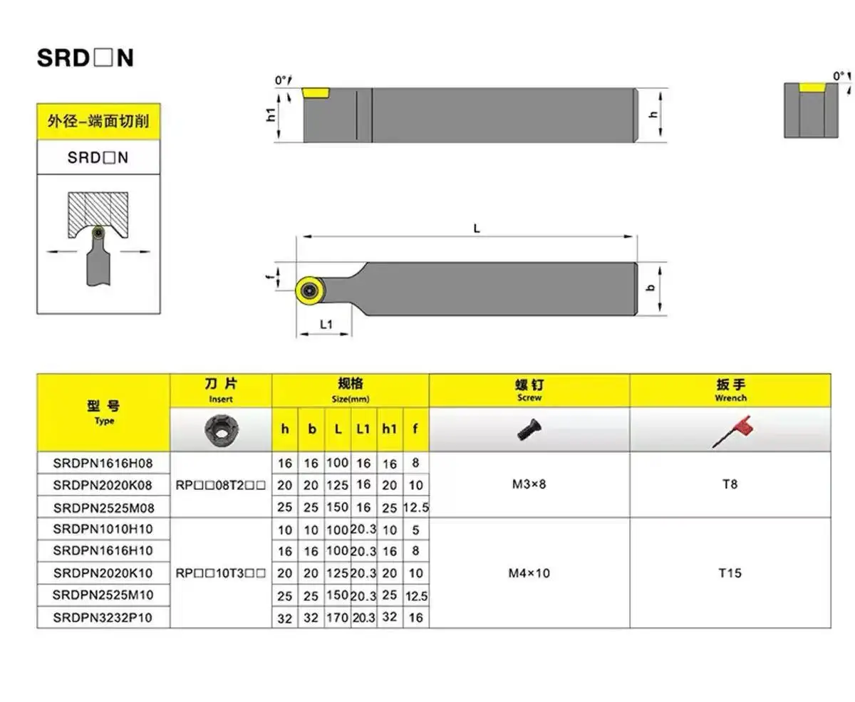 SRDPN1010H10 SRDPN1212H10 CNC herramienta de torno externo, poste de herramienta de arco + 10 piezas RPGT10T3MO AK H01 R5, hoja de aluminio de carburo de alta calidad