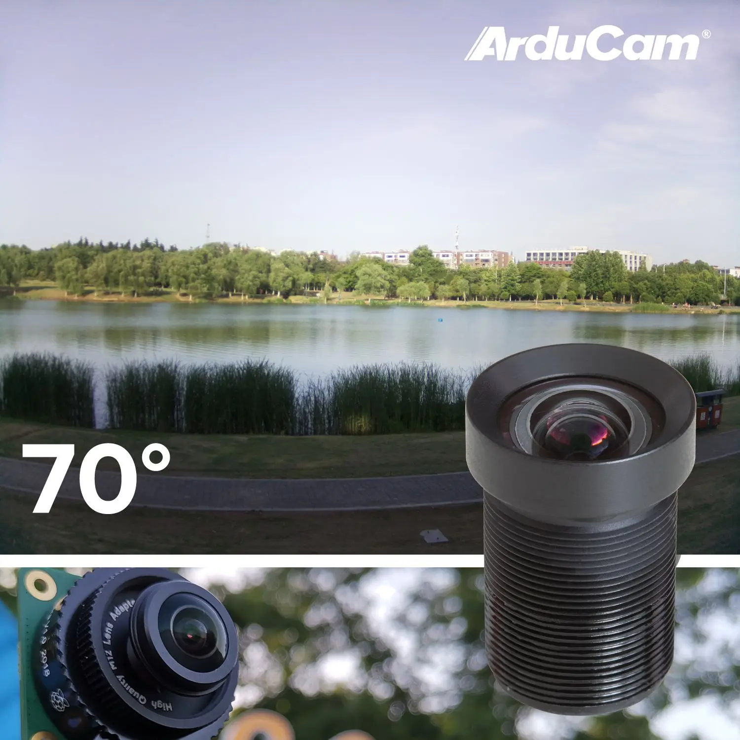 Arducam 70 graus m12 lente pacote para raspberry pi hq câmera, com tripé portátil e 2ft/60cm preto cabo da câmera