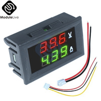 Mini Digital Voltmeter Ammeter DC 100V 10A 50A Panel Amp Voltage Volt Current Meter Tester 0.56'' 0.56inch Blue Red Indicator