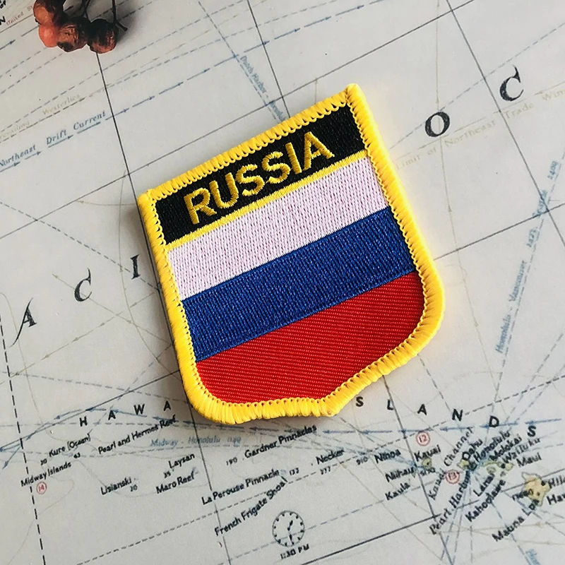 RUSSIA National Flag Embroidery Patches Badge Shield And Square Shape Pin One Set On The Cloth Armband Backpack Decoration