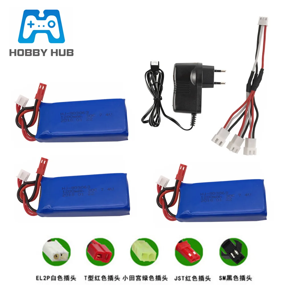 7.4v 1200mAh Lipo Battery For Yizhan Tarantula X6 H16 RC Drone Quadcopter 2S 7.4V battery and charger for WLtoys V666 V262 V323