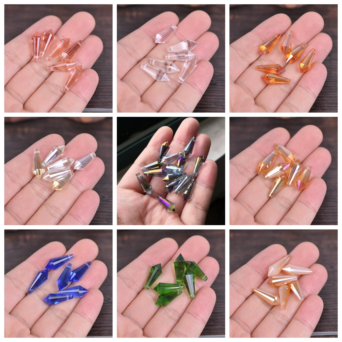 8x20mm Teardrop Bicone Prism Faceted Crystal Glass Loose Crafts Pendants Beads Lot For DIY Jewelry Making Findings