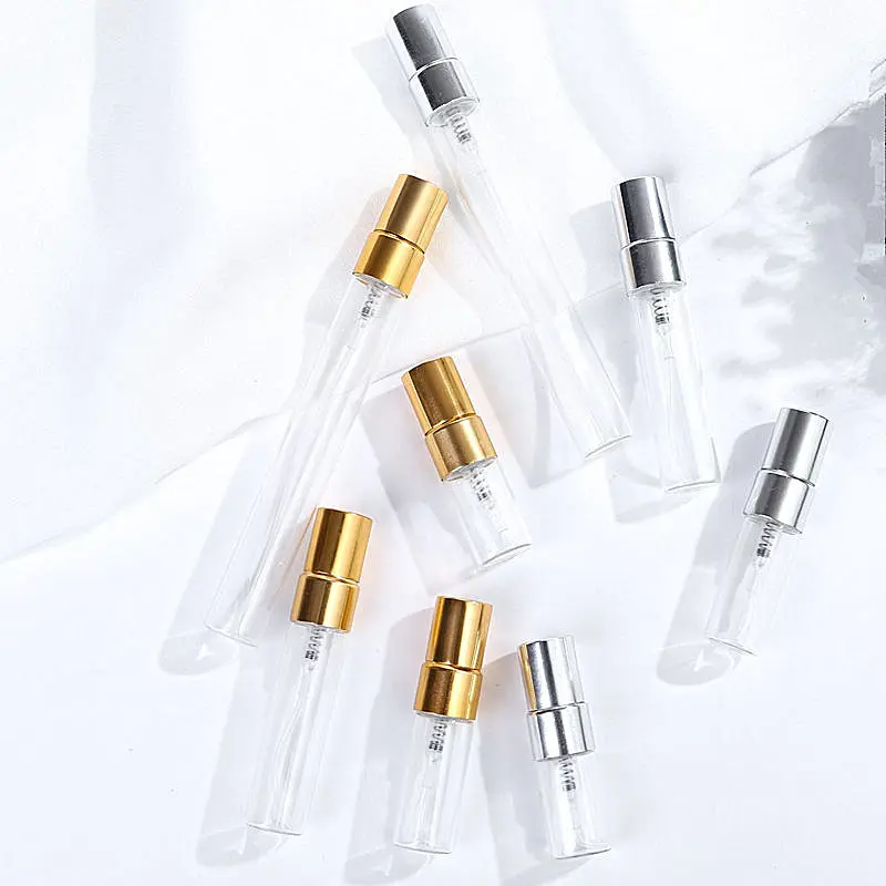 

50pcs/Lot 2/3/5/10ml Mini Clear Glass Spray Atomizer Perfume Bottle Empty Parfum Sample Bottle With Aluminum Cap Tralve Vials