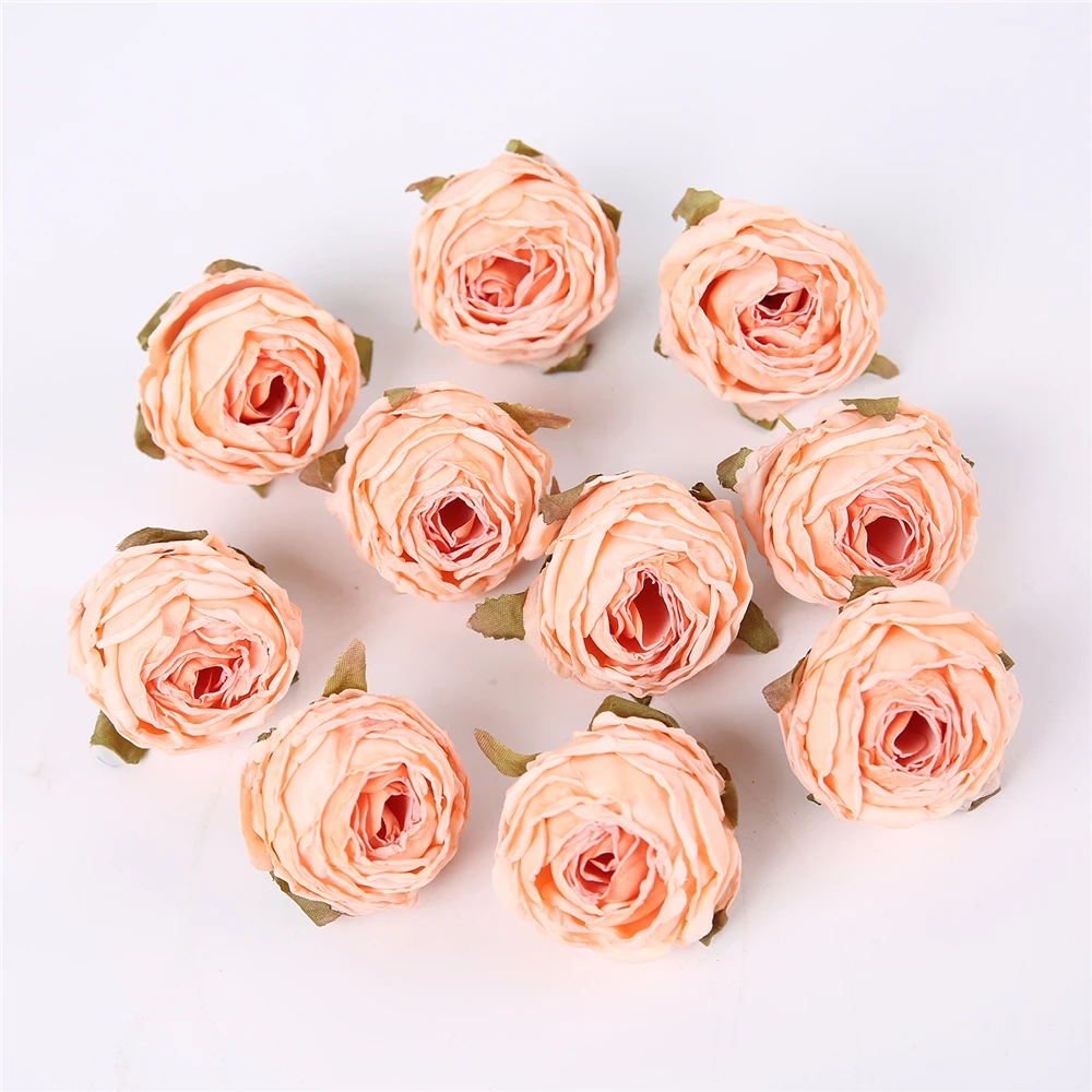 5 قطعة زهرة الحرير الاصطناعي رئيس المحروقة حافة ارتفع ورد صناعي رئيس DIY بها بنفسك زينة الزفاف المنزل الحرف سجل القصاصات اكسسوارات