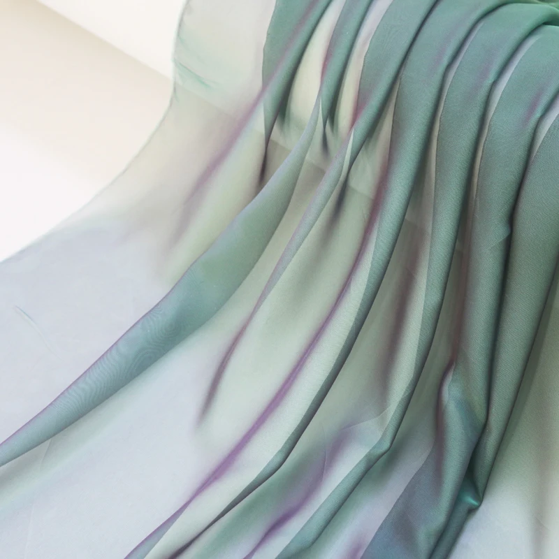 100cm*148cm Superdünner Zweifarbiger Chiffon-Gaze-Stoff, Weicher Tanz- und Brautstoff mit Schattierung – Detail 3