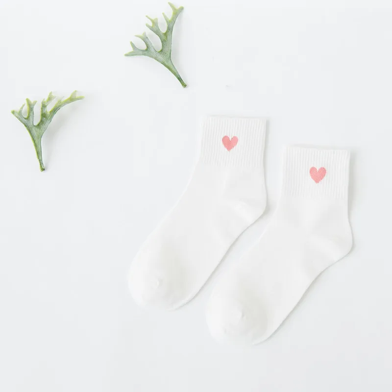 New Red Pink Heart Cute White Black Color socks Women Cotton Socks Japanese Autumn Short Socks Women Free size