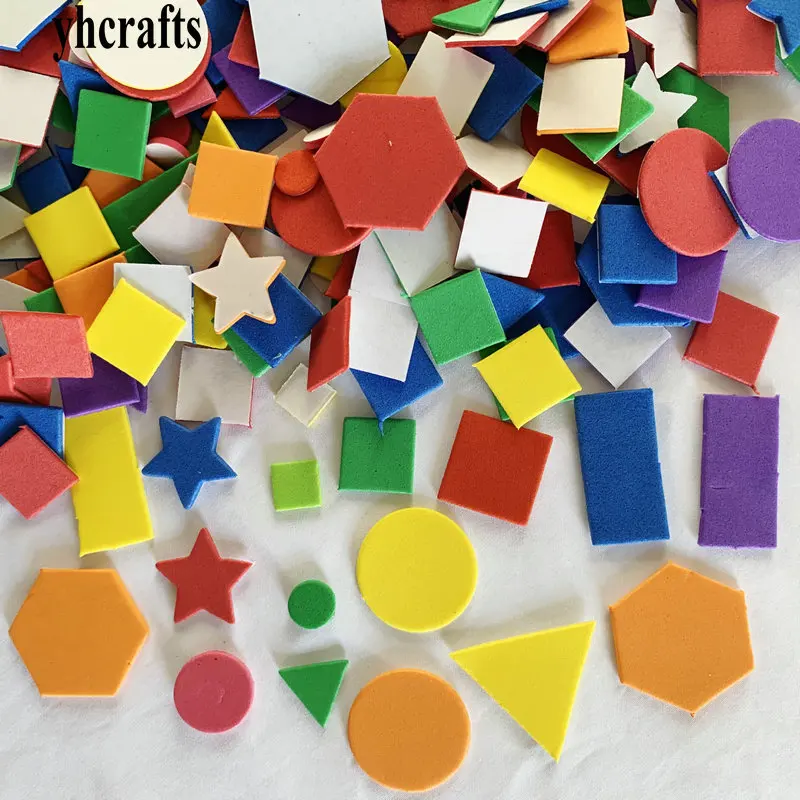 1bag(15-250PCS)/LOT,Mixed shape foam stickers Irregular geometric figure Foam puzzle Early educational toy Kindergarten crafts